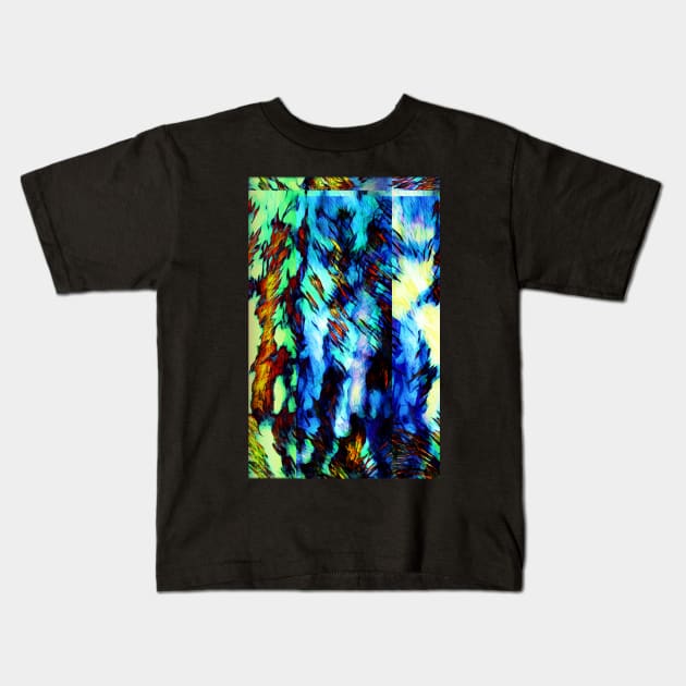 Fur in fashion blues and green Kids T-Shirt by FlossOrFi